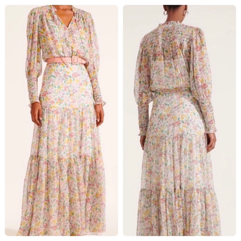 Veronica Beard Stacia Silk Maxi Dress in Multi Floral Sz 0
